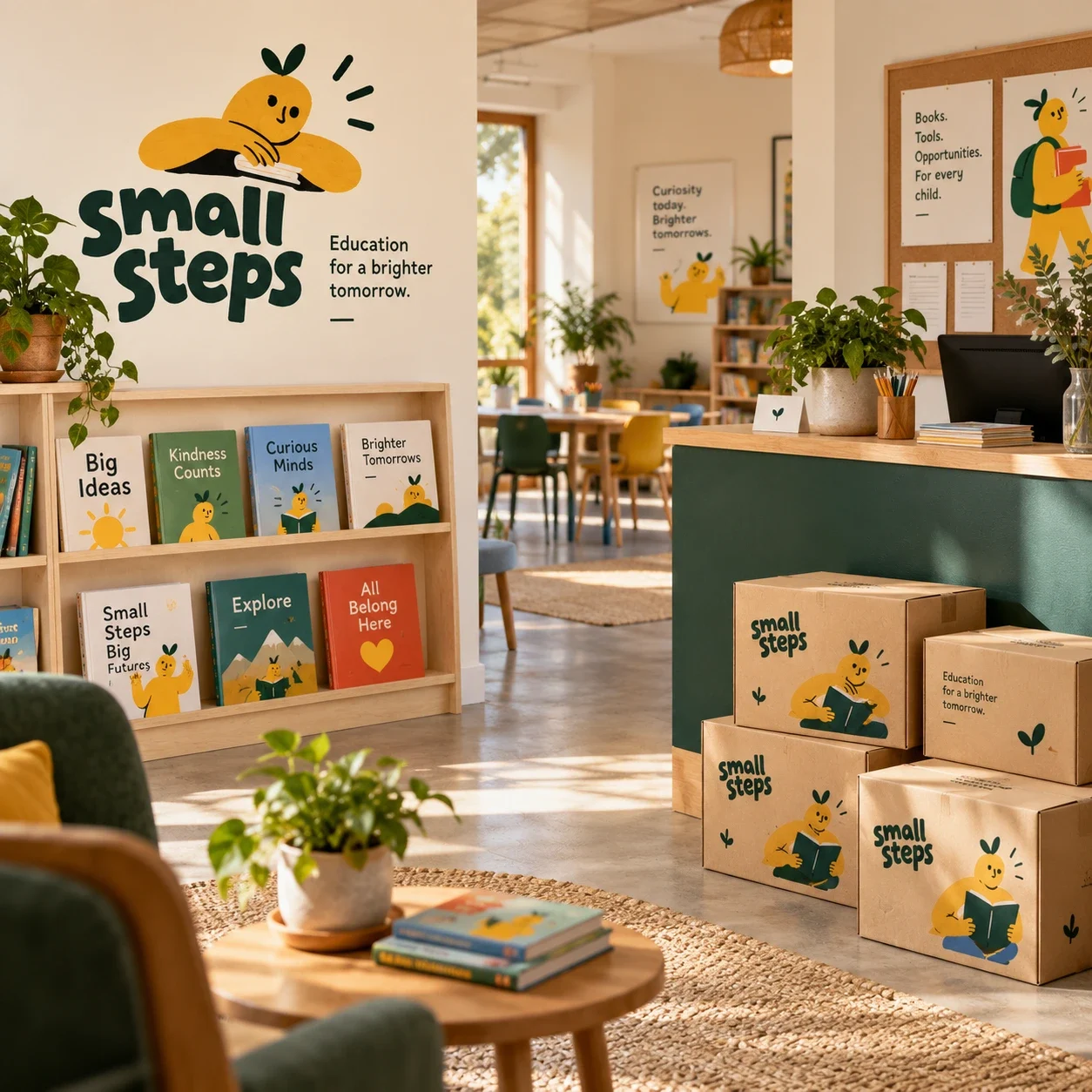 تصویر مفهومی از فضای یادگیری با هویت بصری Small Steps.