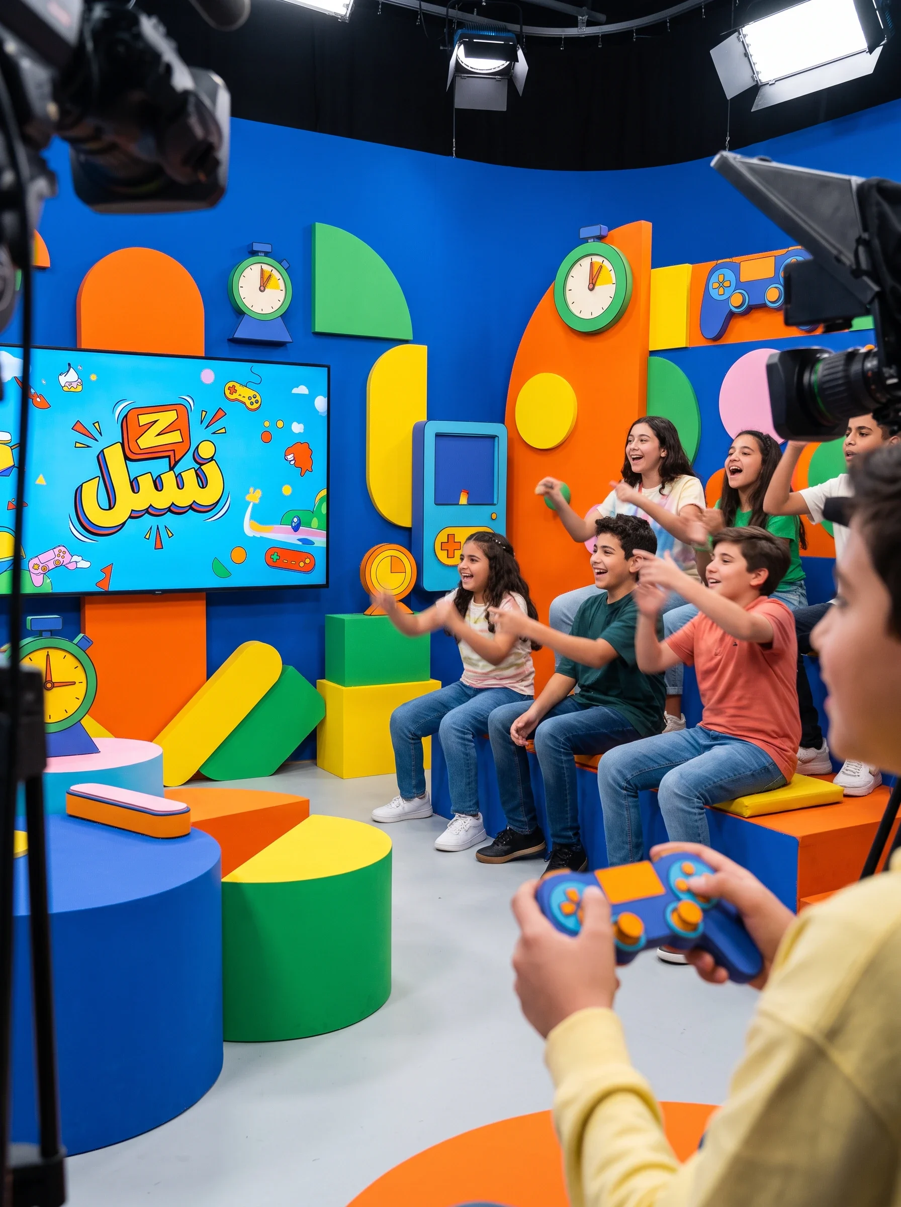 Portrait studio visualisation showing a young player with a controller.