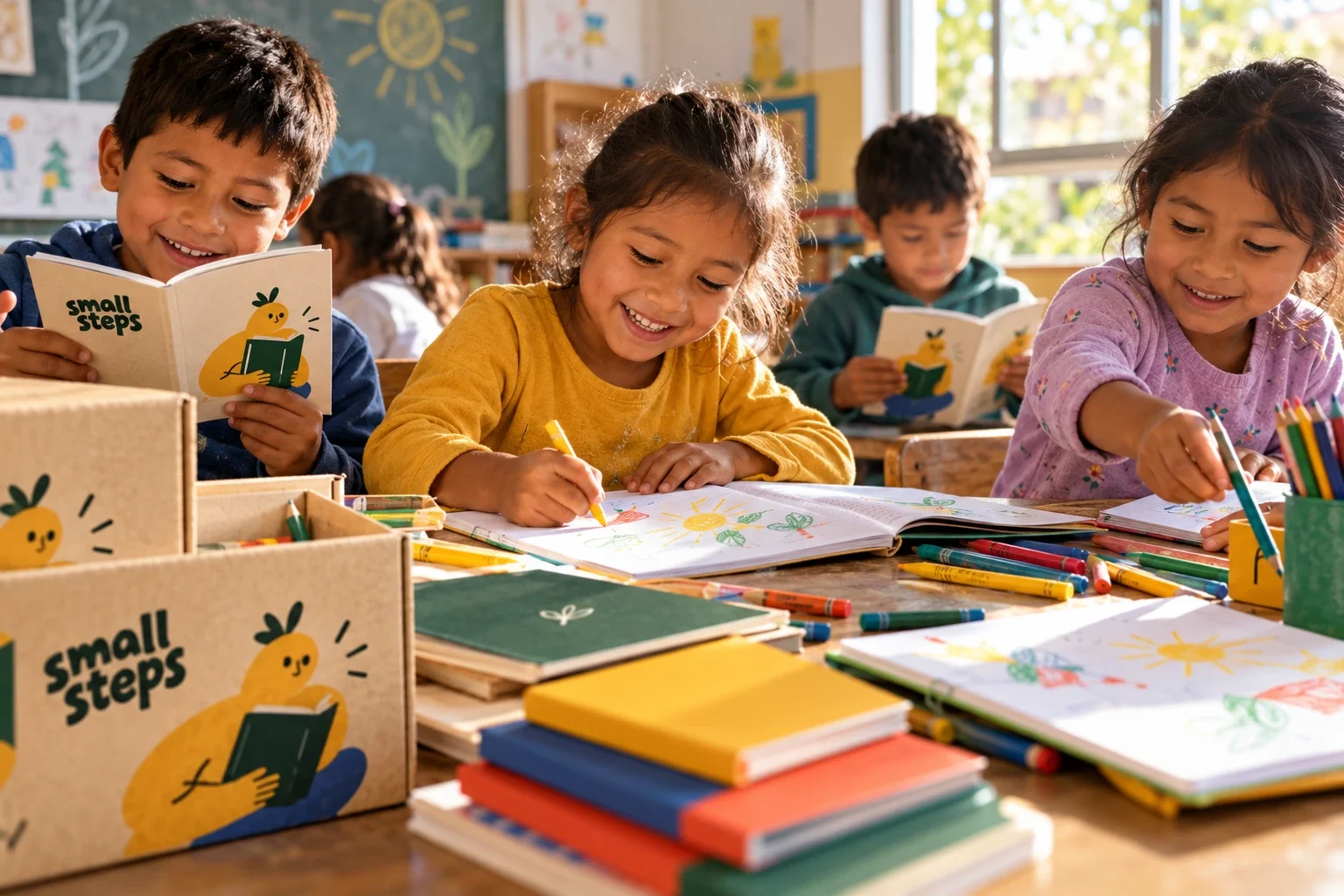 صحنهٔ نمایشی از کاربرد بستهٔ آموزشی Small Steps.