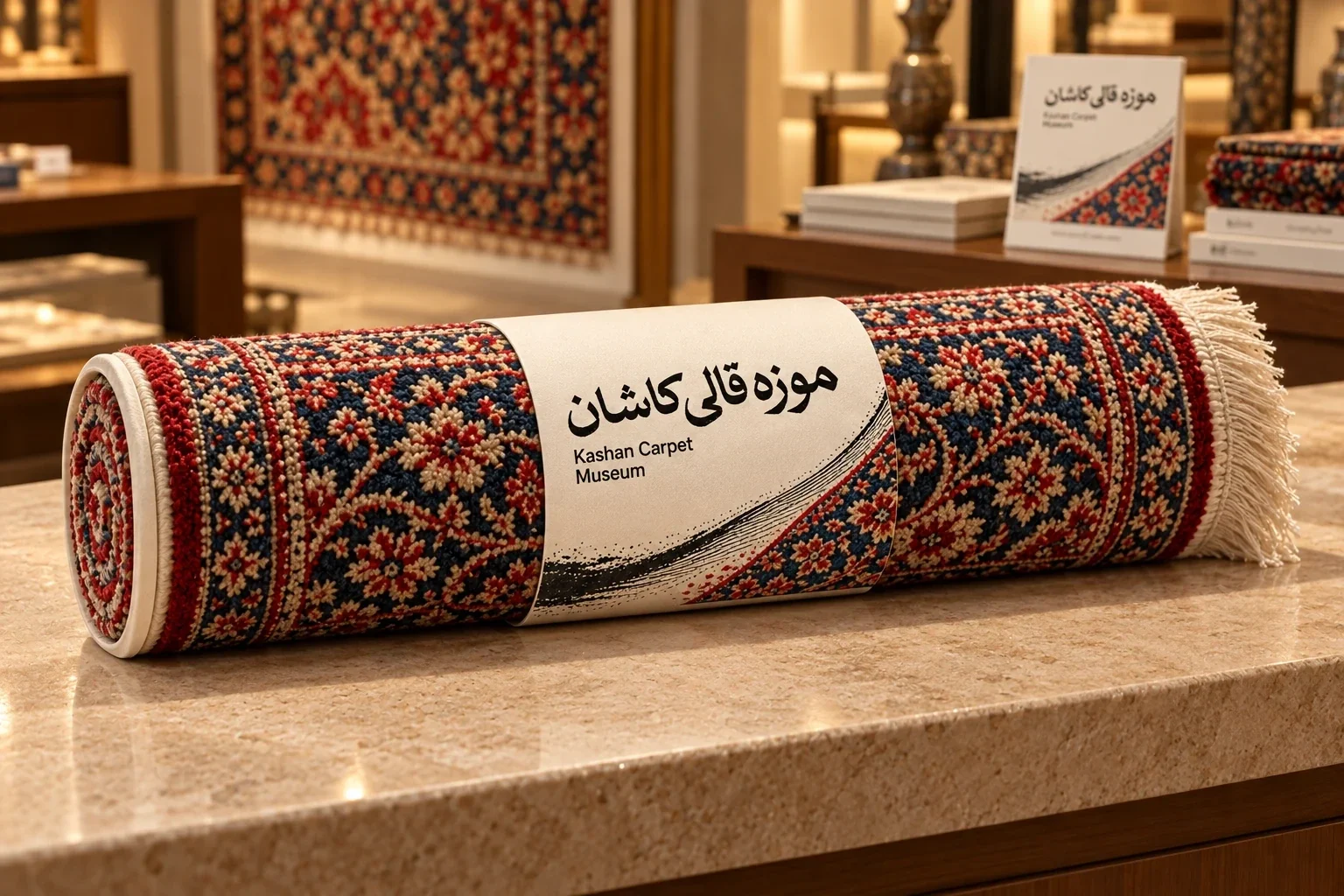 نوار طرح‌دار دور قالیچهٔ لوله‌شده