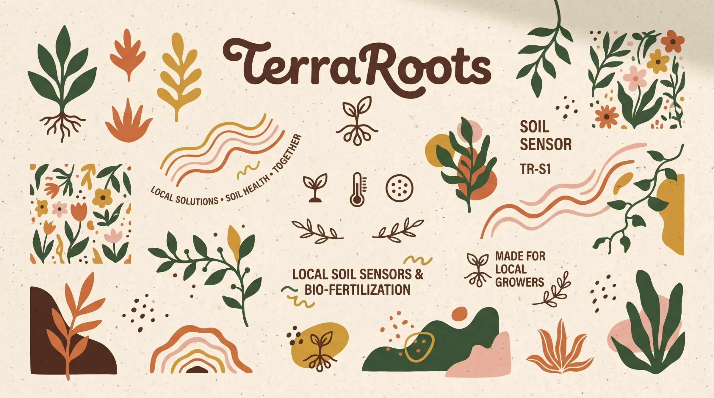 TerraRoots roots, leaves, flowers and soil-sensor icon library