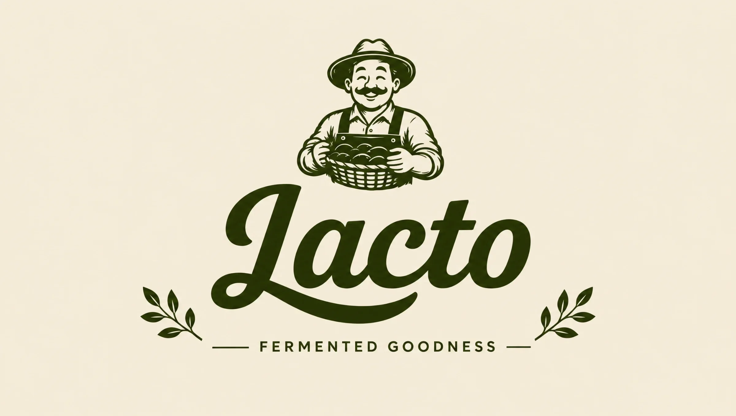 Lacto illustrated grower above the script wordmark on a cream background