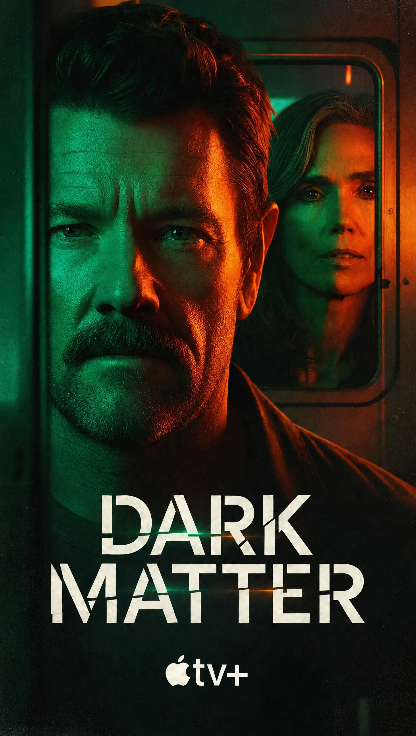 Dark Matter vertical poster with a second portrait framed behind the foreground figure
