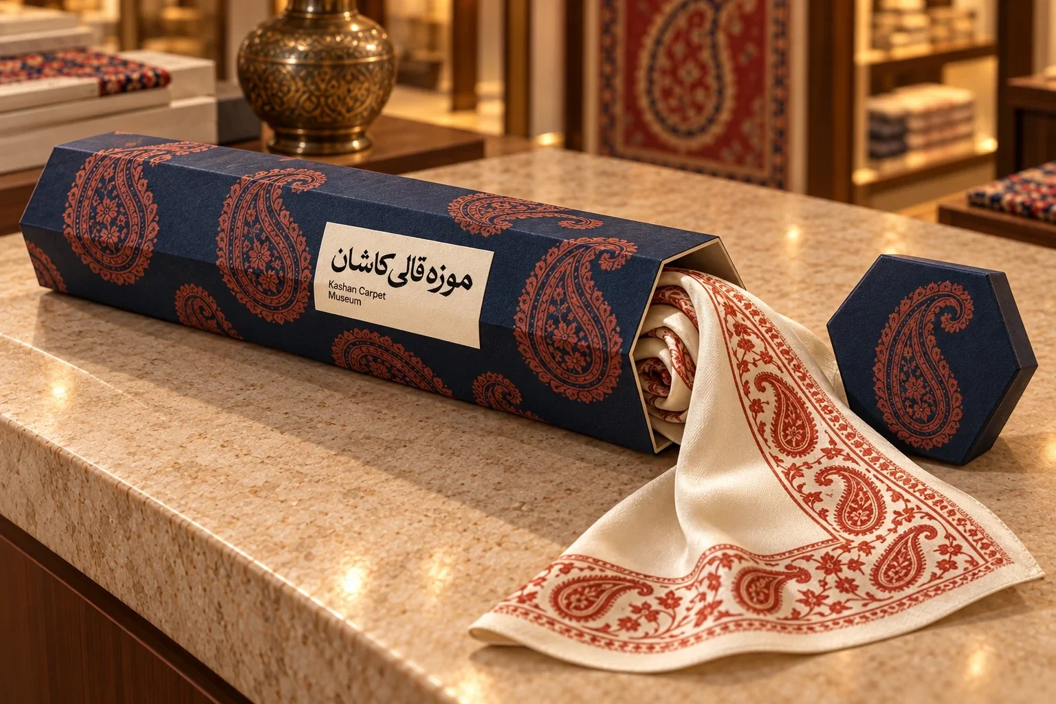 لولهٔ شش‌ضلعی بسته‌بندی شال ابریشمی